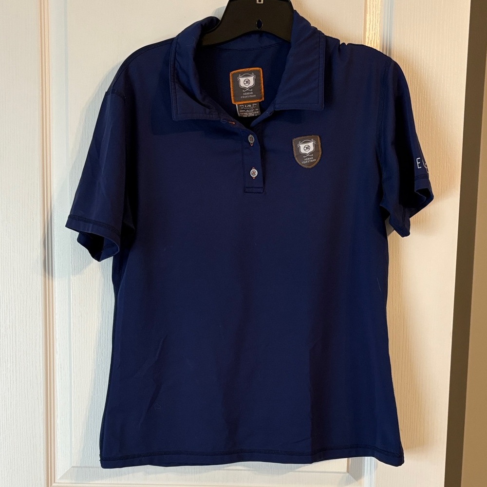 Asmar Equestrian Short Sleeve Polo Navy Large